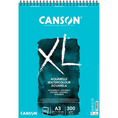 Canson XL Aquarelle skicák kroužková vazba 300g A3 30 archů