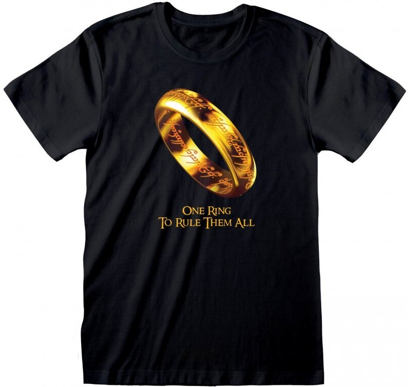 CurePink pánské tričko Lord Of The Rings pán prstenů One Ring To Rule Them  All černá od 298 Kč - Heureka.cz