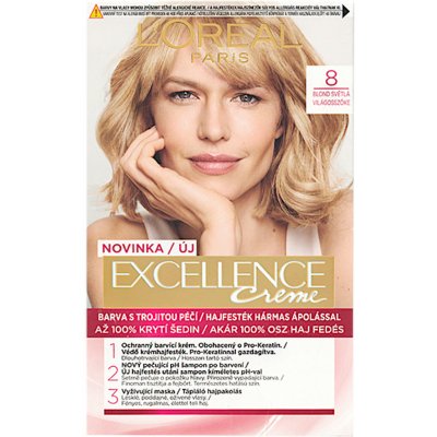 L'Oréal Excellence Creme Triple Protection 8 Natural Light Blonde 48 ml – Zboží Mobilmania