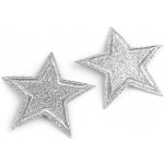 Nažehlovačka hvězda s glitry Balení: 2 ks, Varianta: 1 stříbrná – Zboží Dáma