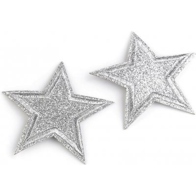 Nažehlovačka hvězda s glitry Balení: 2 ks, Varianta: 1 stříbrná – Zboží Dáma