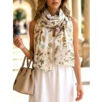 Classic Scarf šála s hnědými i růžovými květy – Sleviste.cz