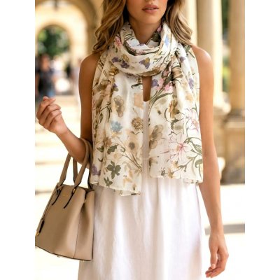 Classic Scarf šála s hnědými i růžovými květy – Sleviste.cz