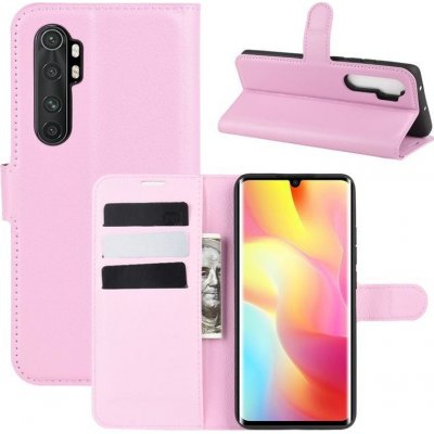 Pouzdro Litchi PU kožené peněženkové Xiaomi Mi Note 10 Lite - růžové