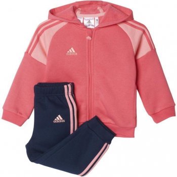 Adidas 3 pruhy na zip Jogging souprava Baby Pink Navy