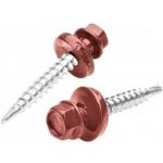 Šroub farmářský samořezný 4,8x20mm Lakovaný RAL 3011 červenohnědá s pogumovanou podložkou – Sleviste.cz