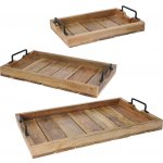 Home Styling Collection Dřevěný podnos - žebrovaný 3 ks A44710510 hnědá – Sleviste.cz