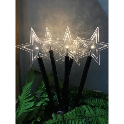 MagicHome Vianoce Řetěz 5 Star LED teplá bílá jednoduché svícení časovač Hvězdy 3xAA IP44 exteriér osvětlení – Zboží Mobilmania