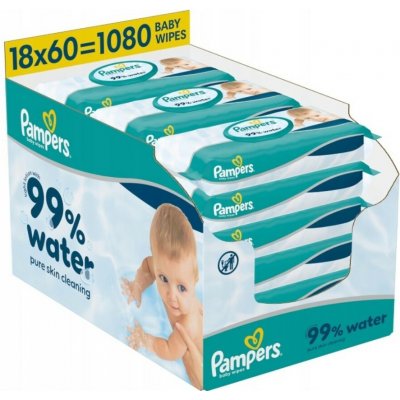 Pampers Aqua 99% Water vlhčené ubrousky 18 x 60 ks – Hledejceny.cz