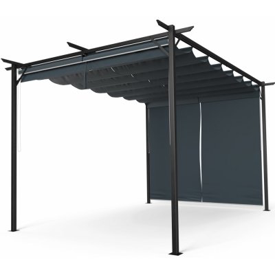 Blumfeldt Pantheon Robust Pergola, 3x4 m práškově lakovaná ocel odolná vůči povětrnostním vlivům s bočními roletami Krémová – Sleviste.cz