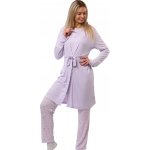 Světle fialový komplet župan a pyžamo se žlutorůžovými kvítky - luxusní 1G0757 fialová S – Hledejceny.cz