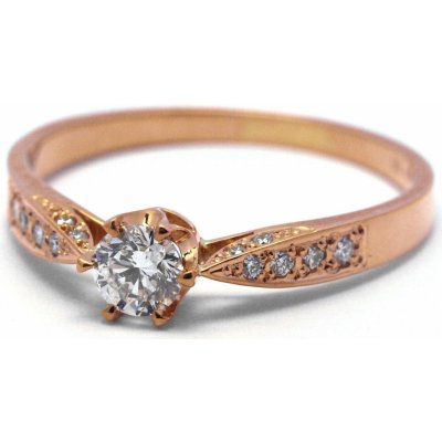 Klenoty Budín Ručně vyrobený zásnubní prsten z červeného zlata s diamanty J 28726 17 – Zboží Mobilmania