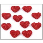 Srdíčka látková - červená s lurexem – Zbozi.Blesk.cz