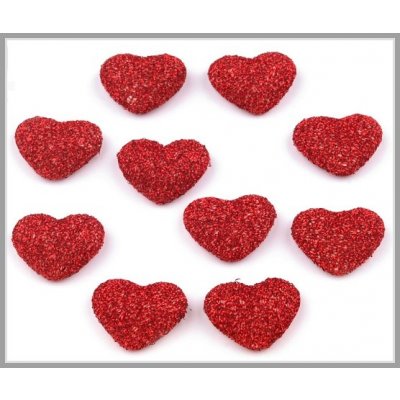 Srdíčka látková - červená s lurexem – Zbozi.Blesk.cz