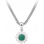 Silver Cat Stříbrný náhrdelník se zirkony a smaragdem SC565 – Zboží Dáma