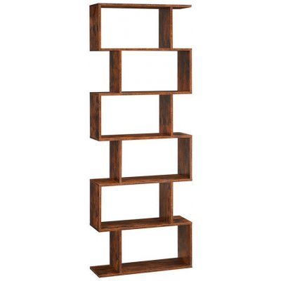 Goleto Dřevěná hnědá knihovna 70x24x190,5 cm – Zboží Dáma