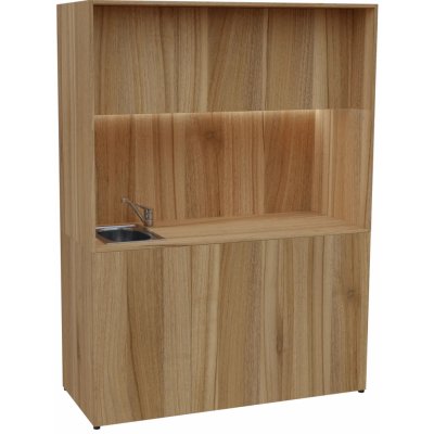 KUCH - CUBE PLUS 3 kuchyňka, vybavení - dřez + baterie, 2000x1480x600 mm, LED osvětlení, dvířka, ořech světlý – Hledejceny.cz