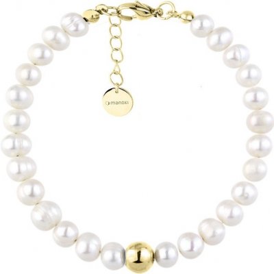 Manoki Perlový náramek Marilda Gold chirurgická ocel sladkovodní perla BA1055G zlatá Bílá