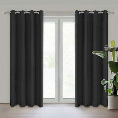 EUROFIRANY ZÁVĚS NA KROUŽCÍCH ADARI 140X250 CM ČERNÁ – Zboží Dáma