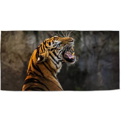 Sablio Ručník s potiskem Řvoucí tygr 30 x 50 cm – Zboží Dáma