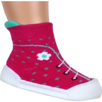 chodící ponožky s gumovou podrážkou tenisky tmavě růžové