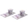 Hrnek a šálek HOME ELEMENTS Espresso set s podtácky Levandule 2 x 65 ml