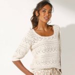 Ažurový pulovr s rukávy k loktům režná – Sleviste.cz