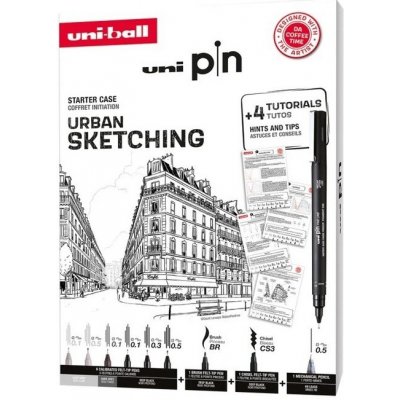 UNI PIN sada Urban Sketching dárkový box, 8 linerů + SHALAKU mikrotužka – Zboží Dáma