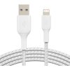 usb kabel Belkin CAA002bt2MWH oplétaný USB-A - Lightning, 2m, bílý