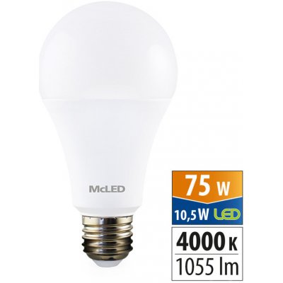 McLED LED žárovka E27 10,5W 75W neutrální bílá 4000K – Zboží Mobilmania