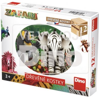 Dino obrázkové kostky Safari 12 kostek