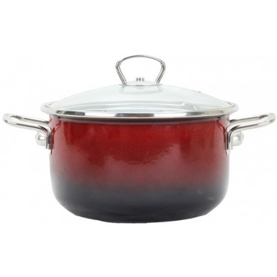 BELIS Smaltovaný hrnec se skleněnou poklicí PREMIUM ombré červený 20 cm/3,5l – Zboží Dáma