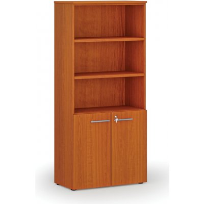 Primo Kombinovaná kancelářská skříň WOOD, dveře na 2 patra, 1781 x 800 x 420 mm, třešeň – Hledejceny.cz