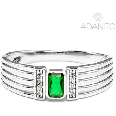 Adanito BRR1062SG Zlatý prsten z bílého zlata se zeleným kamenem – Zboží Mobilmania