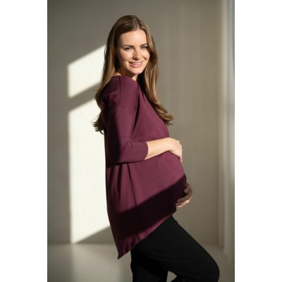 Těhotenská kojící tunika Mommy 7/8 rukáv Mauve Wine – Zboží Dáma