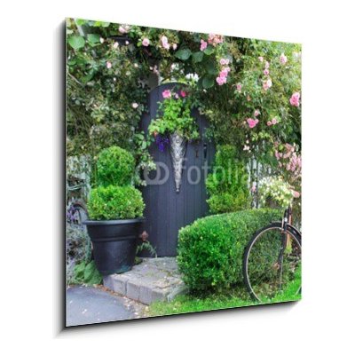 Skleněný obraz 1D - 50 x 50 cm - Small charming garden gate. Malá okouzlující zahradní brána. – Hledejceny.cz