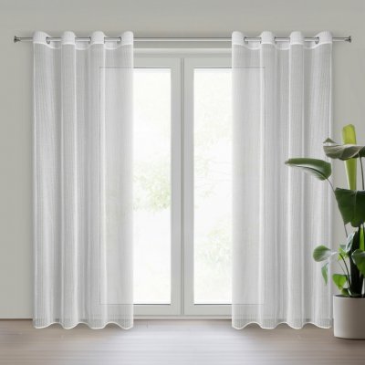 EUROFIRANY ZÁCLONA NA KROUŽCÍCH ADRI 140X250 CM BÍLÁ – Zboží Mobilmania