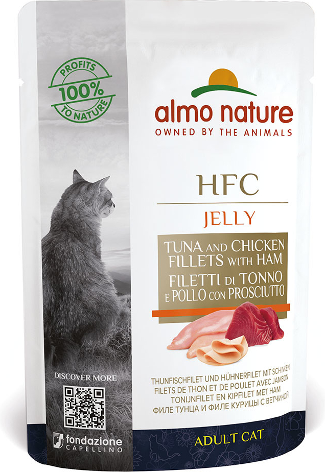 Almo Nature HFC Jelly tuňák kuřecí a šunka 24 x 55 g