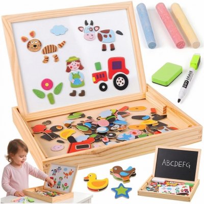 Kruzzel 25637 Dřevěná magnetická tabulka, 108 dílů – Zboží Dáma