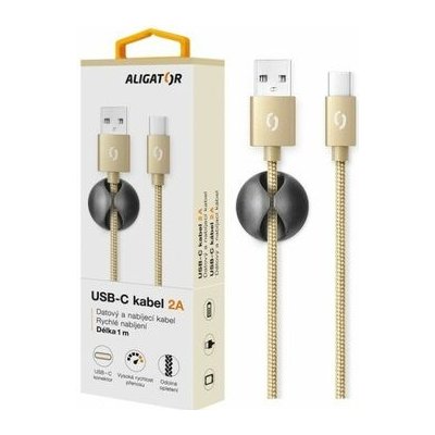 Aligator Datový kabel PREMIUM 2A, USB-C zlatý (DATKP09) – Zboží Mobilmania