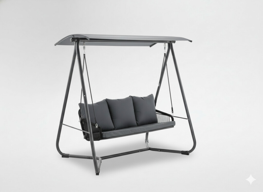 Pro-Tech shop KRE3149 Zahradní houpačka s pletenými područkami - antracitová Premium 180x139x185cm 62117
