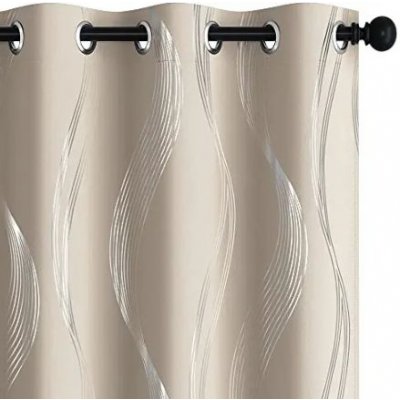 Zatemňovací, termoizolační, akustický závěs se zavěšením grommet top - Vzorovaný béžový, 132 x 244 cm – Sleviste.cz