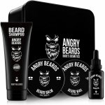 Angry Beards Jack Saloon olej na vousy 30 ml + balzám na vousy 50 ml + vosk na vousy 30 ml + šampon na vousy 250 ml dárková sada – Sleviste.cz