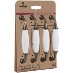 Walteco Set nábytkových úchytek 128mm, antik mosaz a bílý porcelán, 4 ks , 7741 – HobbyKompas.cz