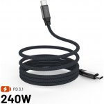 Magnetický nabíjecí a datový opletený kabel FIXED s konektory USB-C/USB-C a podporou PD, 1.2m, USB 2.0, 240W, šedý – Zboží Živě
