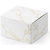 Svatební cukrovinka PartyDeco Dárková krabička bílá se zlatými větvičkami 10 ks