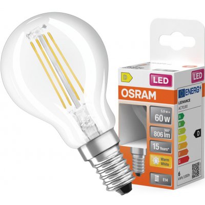 Osram LED žárovka E14 P45 5,5W = 60W 806lm 2700K Teplá bílá – Hledejceny.cz