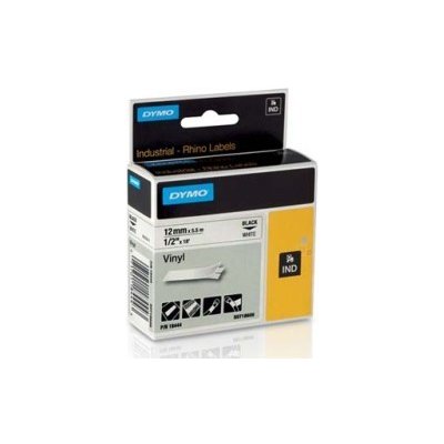Originální páska do tiskárny Dymo 18444, S0718600, černý tisk/bílý podklad, 5.5m, 12mm, RHINO vinylová profi D1 – Zboží Živě