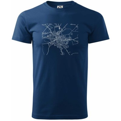 Mapy měst černobílé Klatovy klasické pánské triko Půlnoční modrá – Zboží Mobilmania