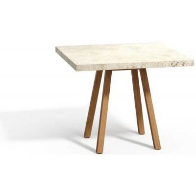 Tribu Teakový jídelní stůl Vis a Vis, čtvercový 99x99x75 cm, rám teak, deska travertine – Hledejceny.cz